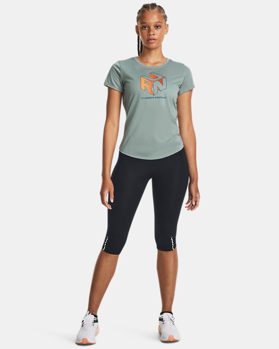 Women's UA Speed Stride Graphic Short Sleeve in Gray image number 2